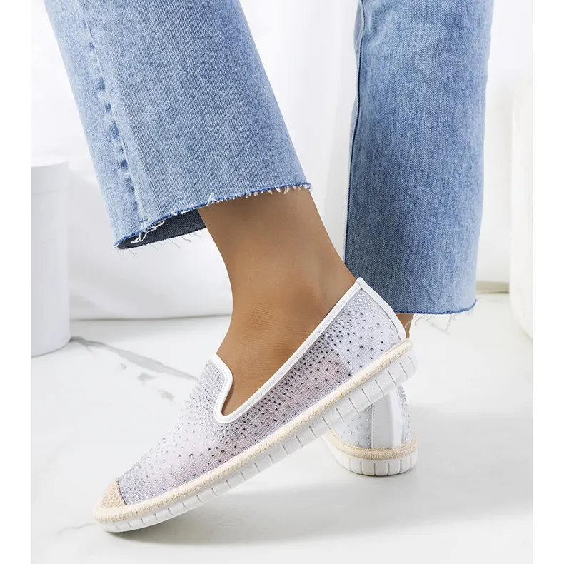 White espadrilles with Punter cubic zirconia