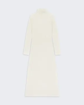 Wide Rib Turtleneck Dress In Cashmere - Cream