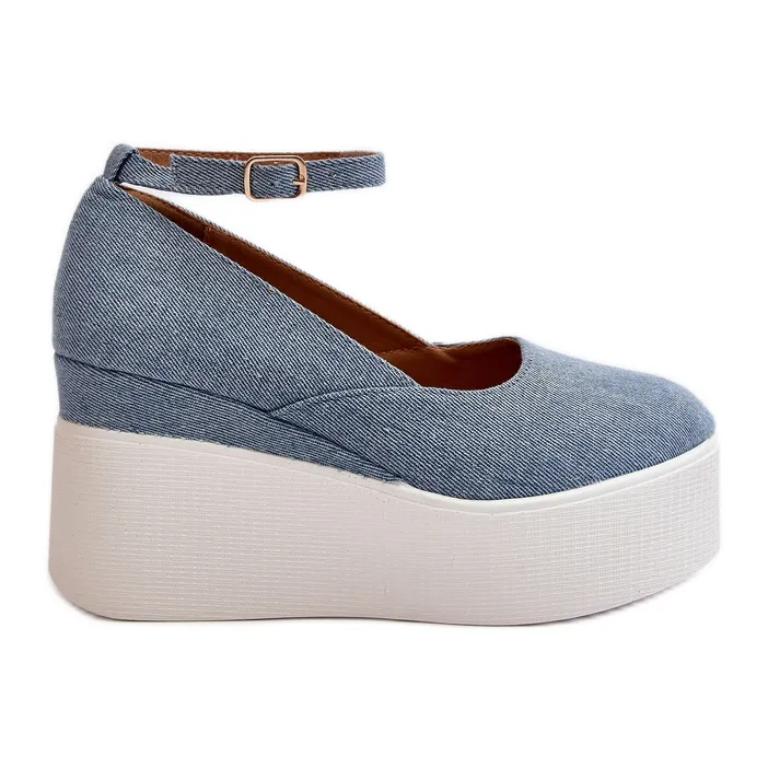 Women's Denim Espadrilles On Wedge Blue Malla