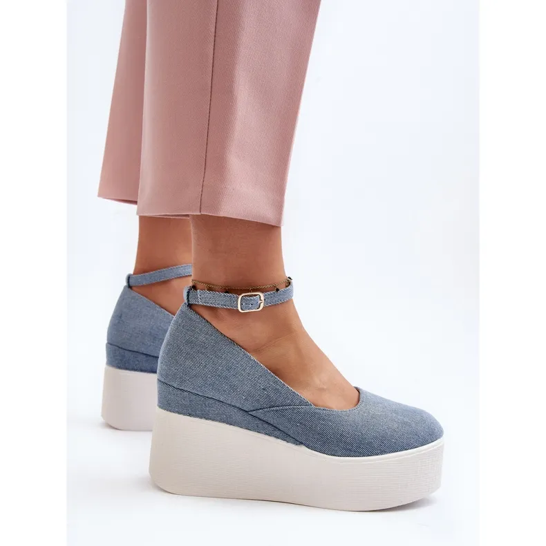 Women's Denim Espadrilles On Wedge Blue Malla