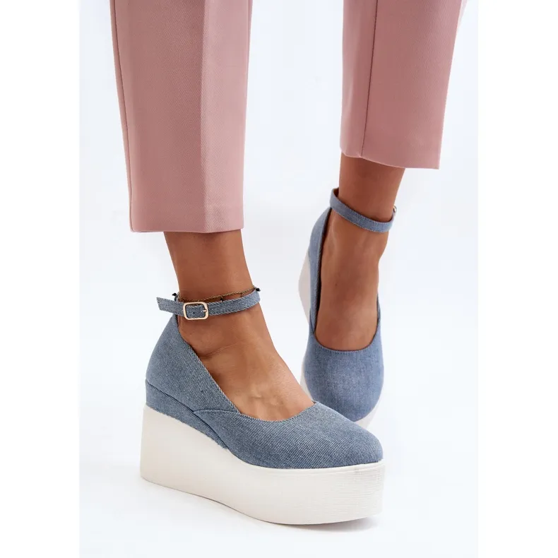 Women's Denim Espadrilles On Wedge Blue Malla