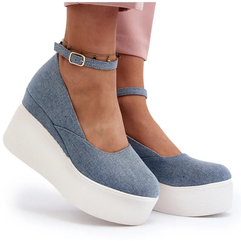 Women's Denim Espadrilles On Wedge Blue Malla