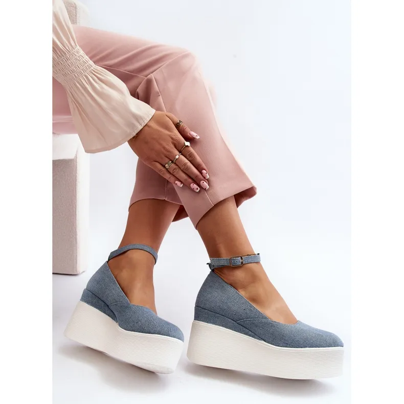 Women's Denim Espadrilles On Wedge Blue Malla