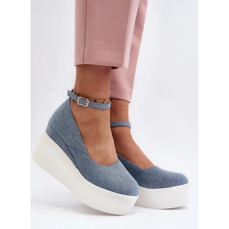 Women's Denim Espadrilles On Wedge Blue Malla