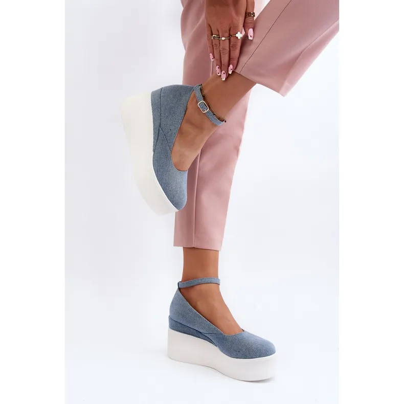 Women's Denim Espadrilles On Wedge Blue Malla