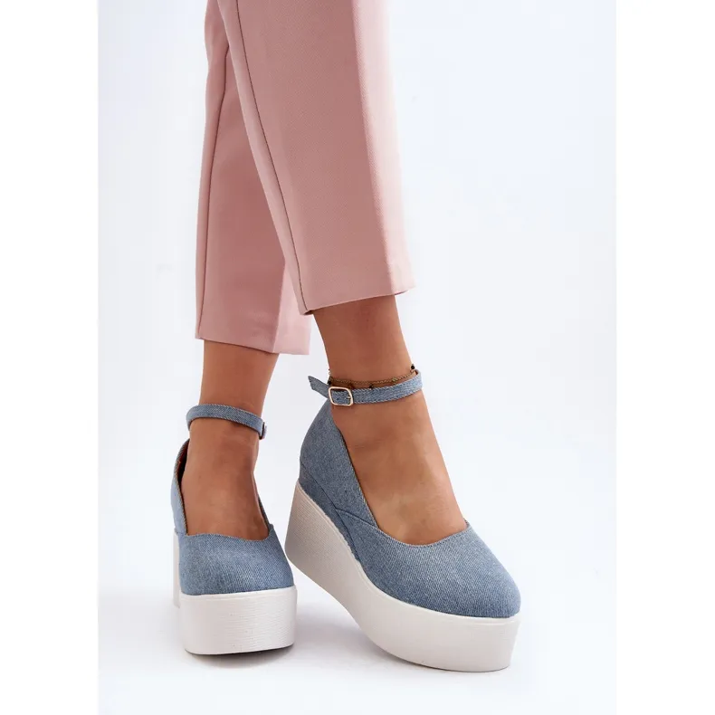 Women's Denim Espadrilles On Wedge Blue Malla