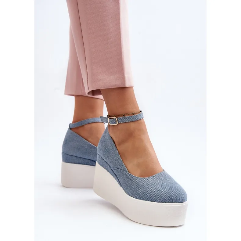 Women's Denim Espadrilles On Wedge Blue Malla