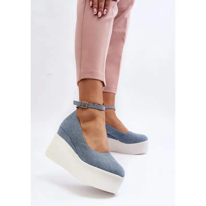 Women's Denim Espadrilles On Wedge Blue Malla