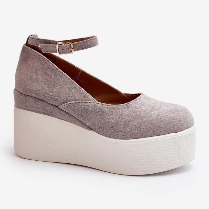 Women's Espadrilles on a Wedge Gray Malla grey