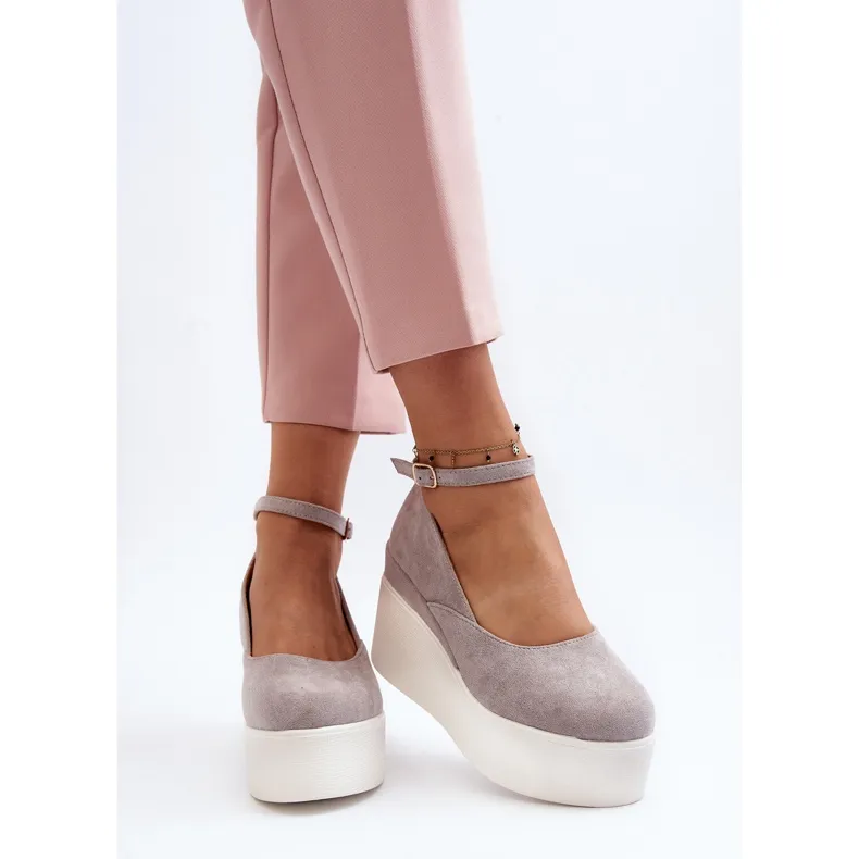 Women's Espadrilles on a Wedge Gray Malla grey