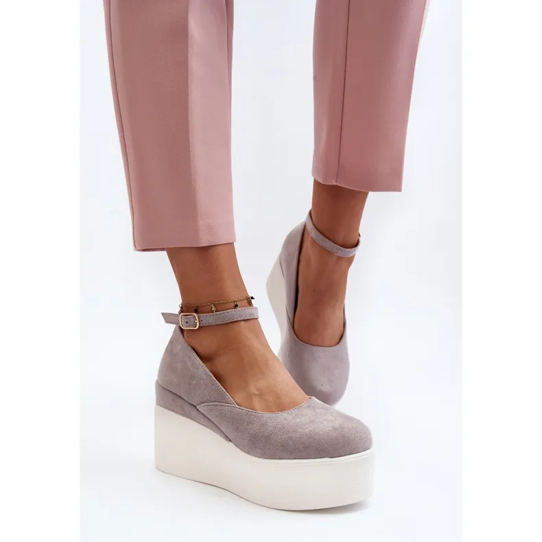 Women's Espadrilles on a Wedge Gray Malla grey