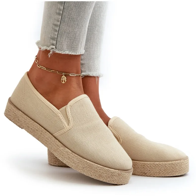 Women's Espadrilles On The Beige Platform Naloenma