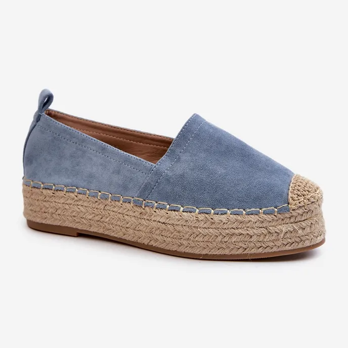 Women's Espadrilles Tied On A Platform With Braid, Blue Tailesse