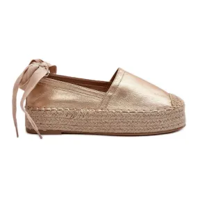 Women's Espadrilles Tied On A Platform With Braided Golden Tailesse