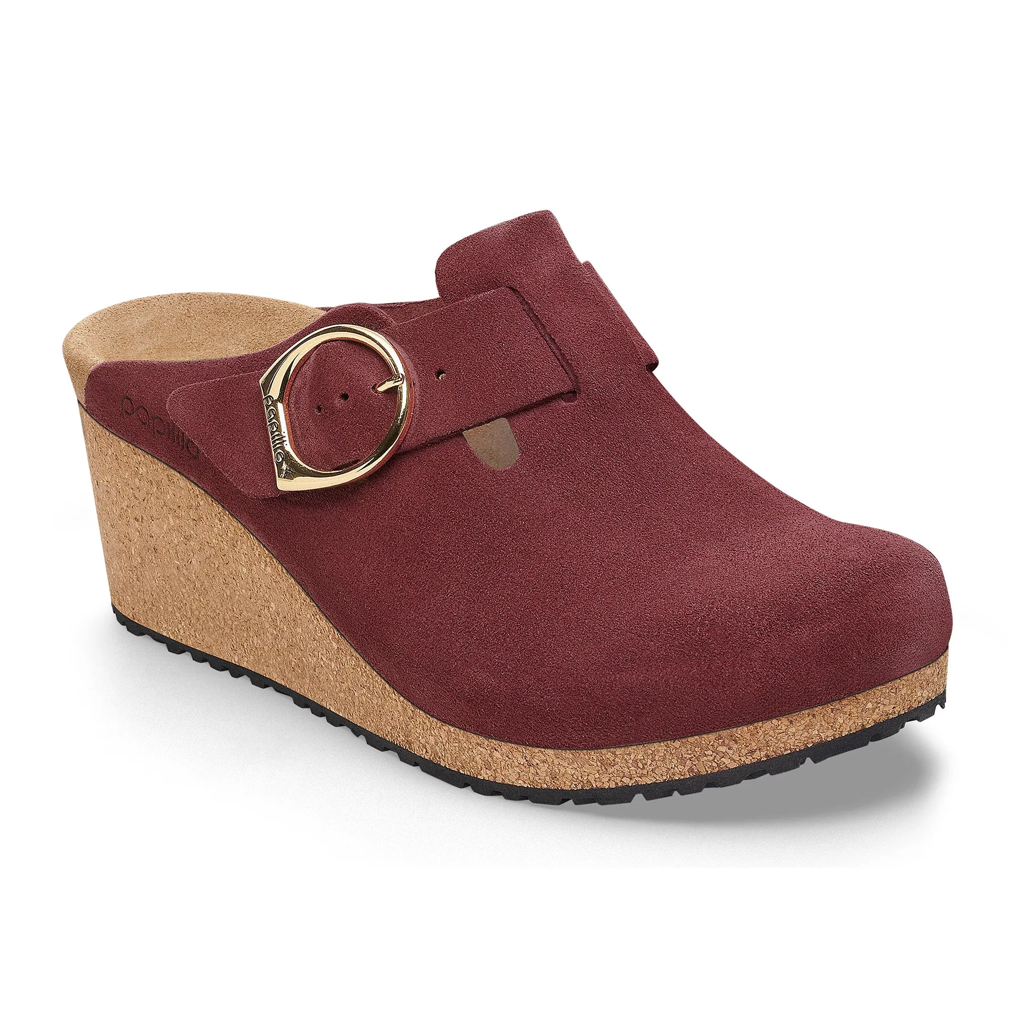 Women's Birkenstock Fanny Ring-Buckle Suede Leather Color: Berry Crush