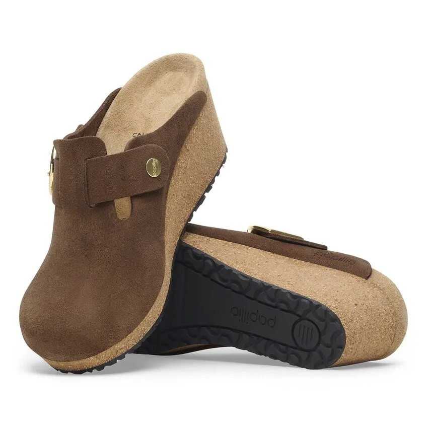 Women's Birkenstock Fanny Ring-Buckle Suede Leather Color: Dark Tea