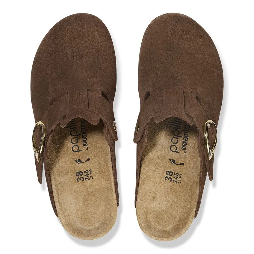 Women's Birkenstock Fanny Ring-Buckle Suede Leather Color: Dark Tea