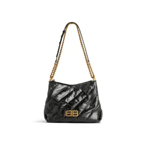      Women's Crush Small Hobo Bag Quilted  in Black 