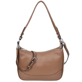 Womens Leather Hobo Style Shoulder Bag Daphne Brown