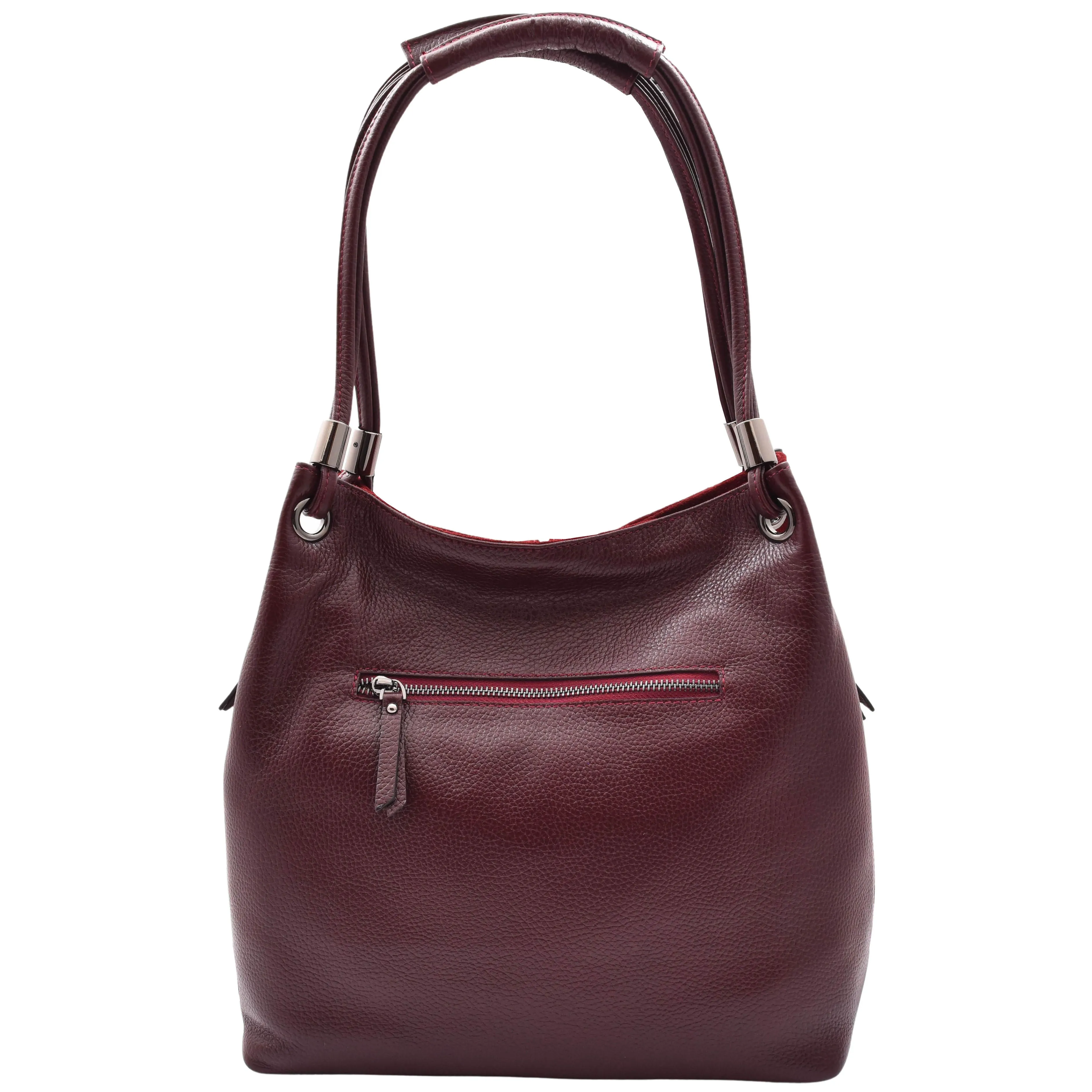 Womens Leather Suede Shoulder Bag Zip Large Burgundy Hobo Audrey