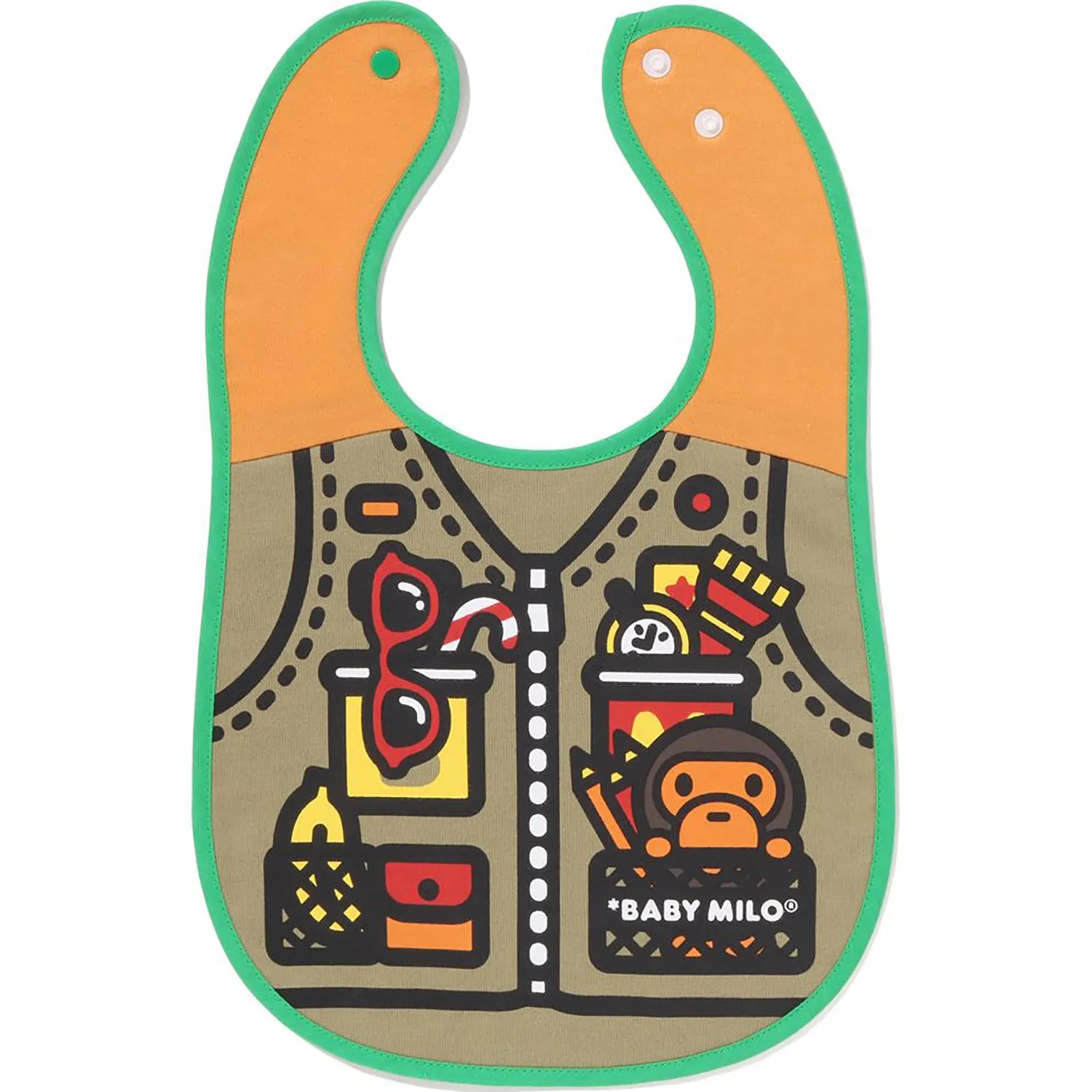 WOODLAND CAMO BABY MILO FISHING VEST PRINT REVERSIBLE BIB KIDS