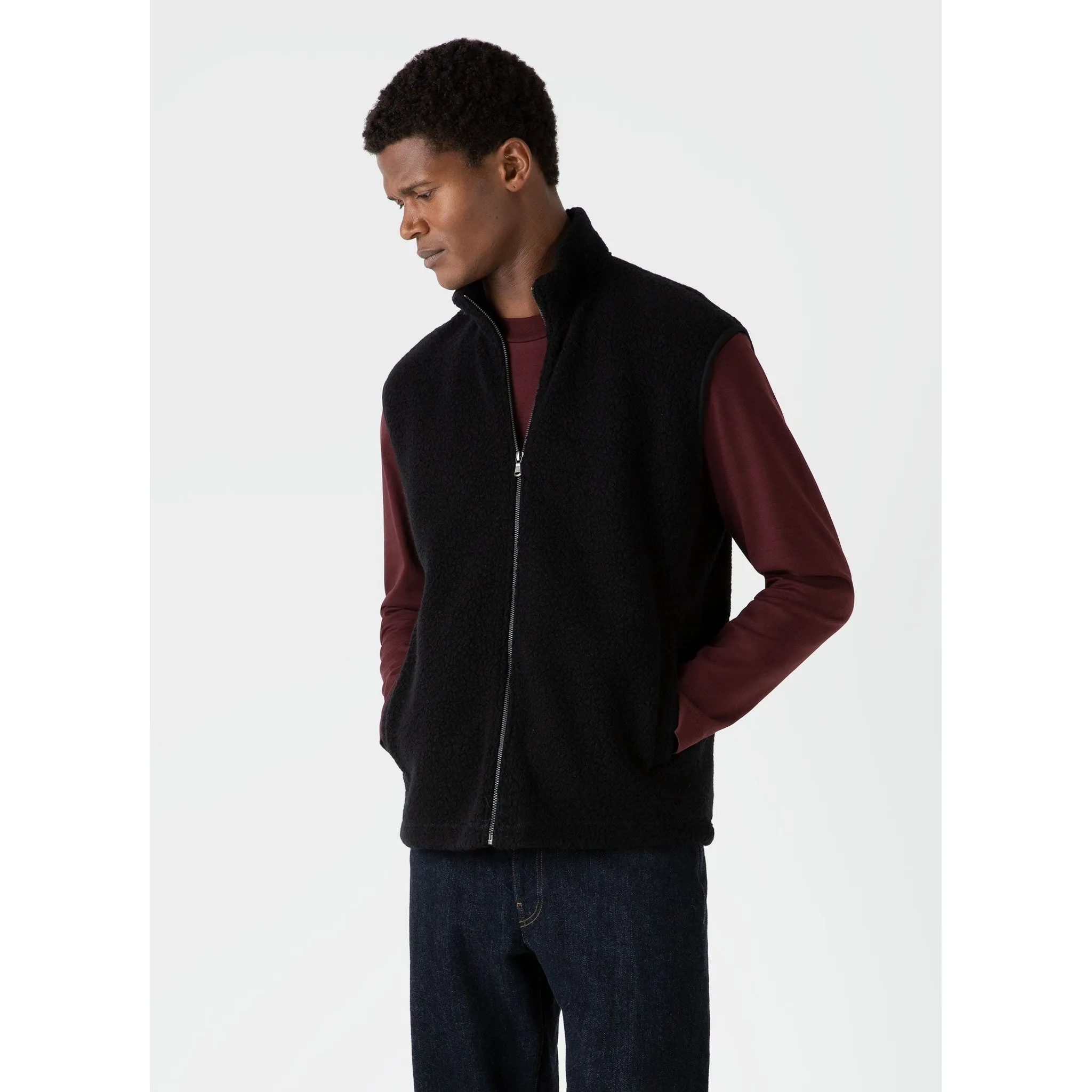 Wool Fleece Gilet | Men | Black