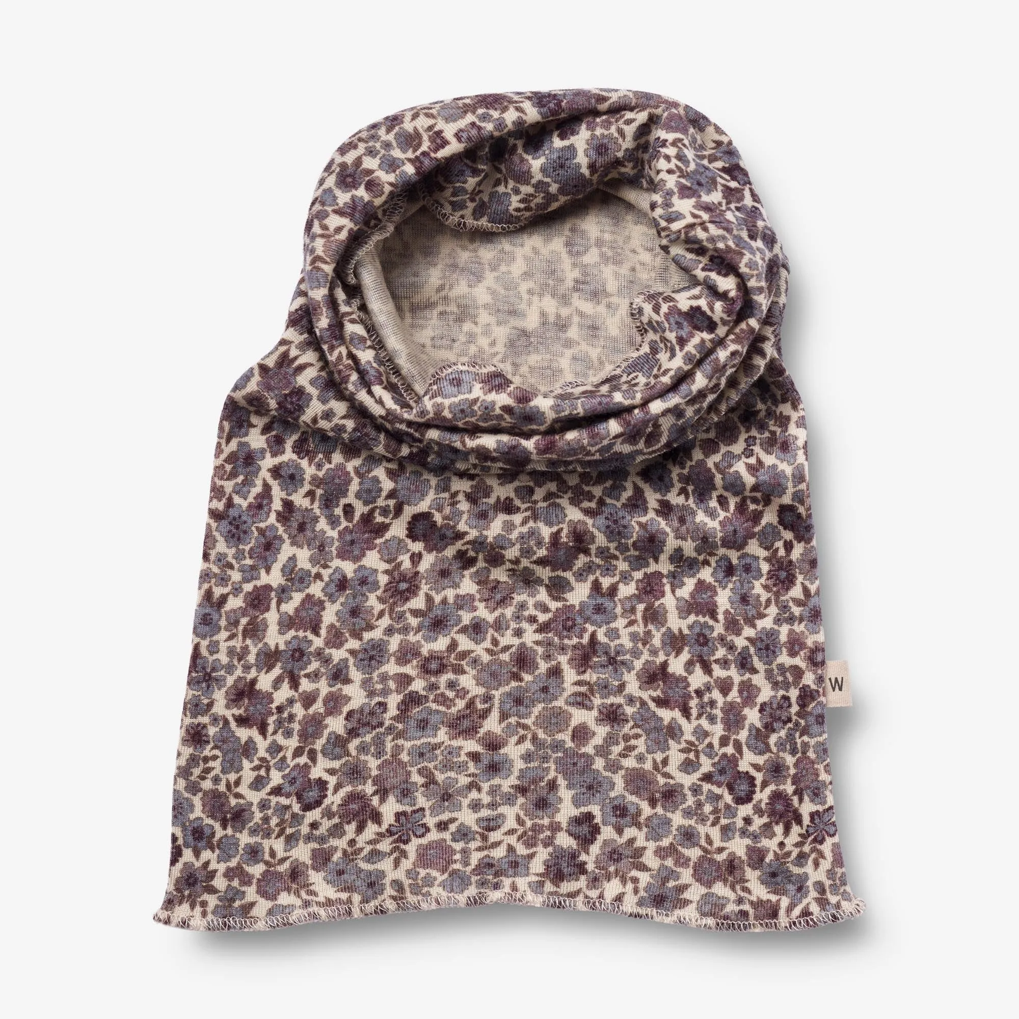 Wool Hat & Neckwarmer Arta - purple flowers