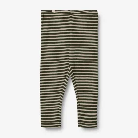 Wool Leggings | Baby - green stripe