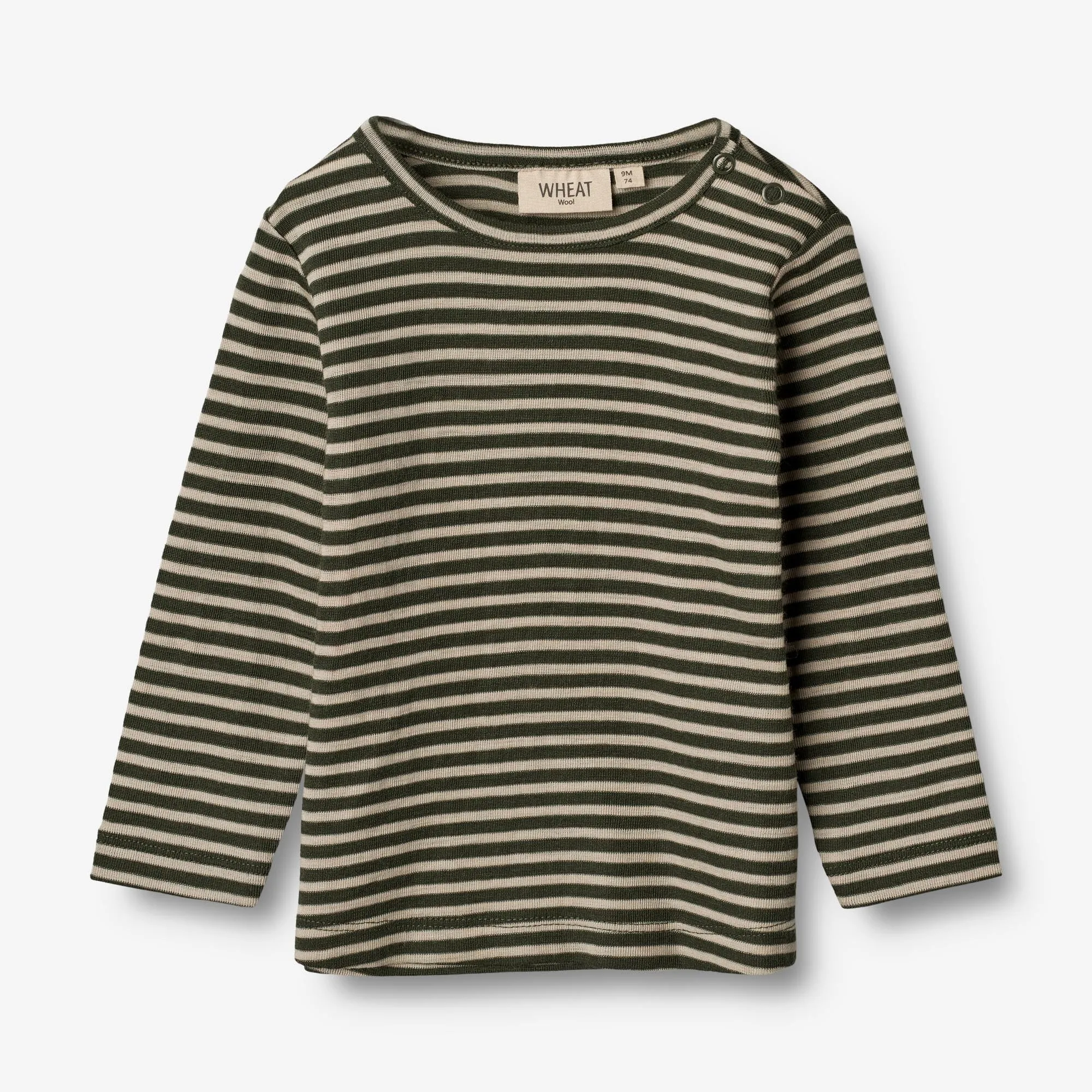 Wool T-Shirt LS | Baby - green stripe