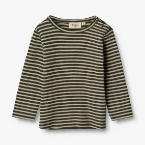 Wool T-Shirt LS | Baby - green stripe