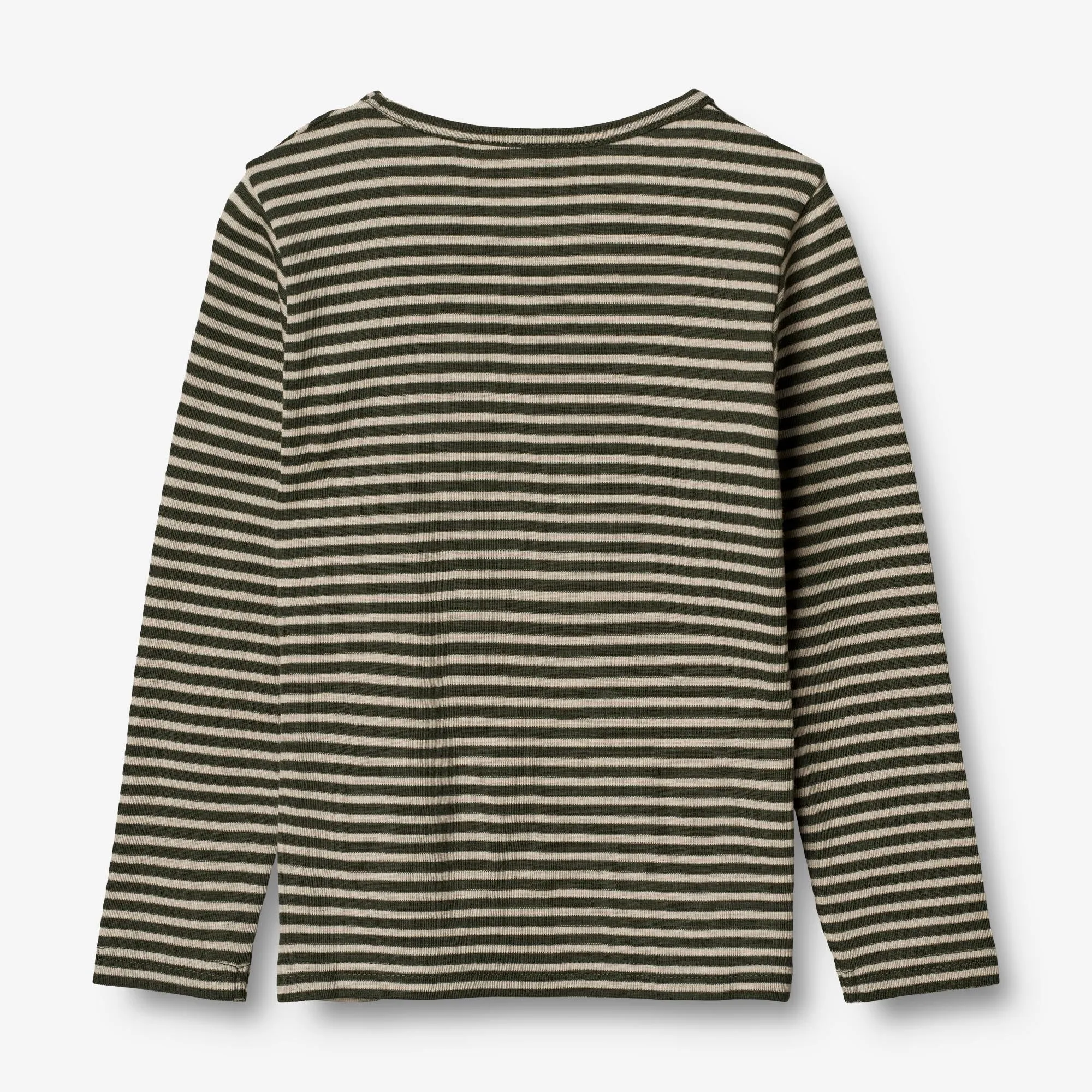 Wool T-Shirt LS - green stripe