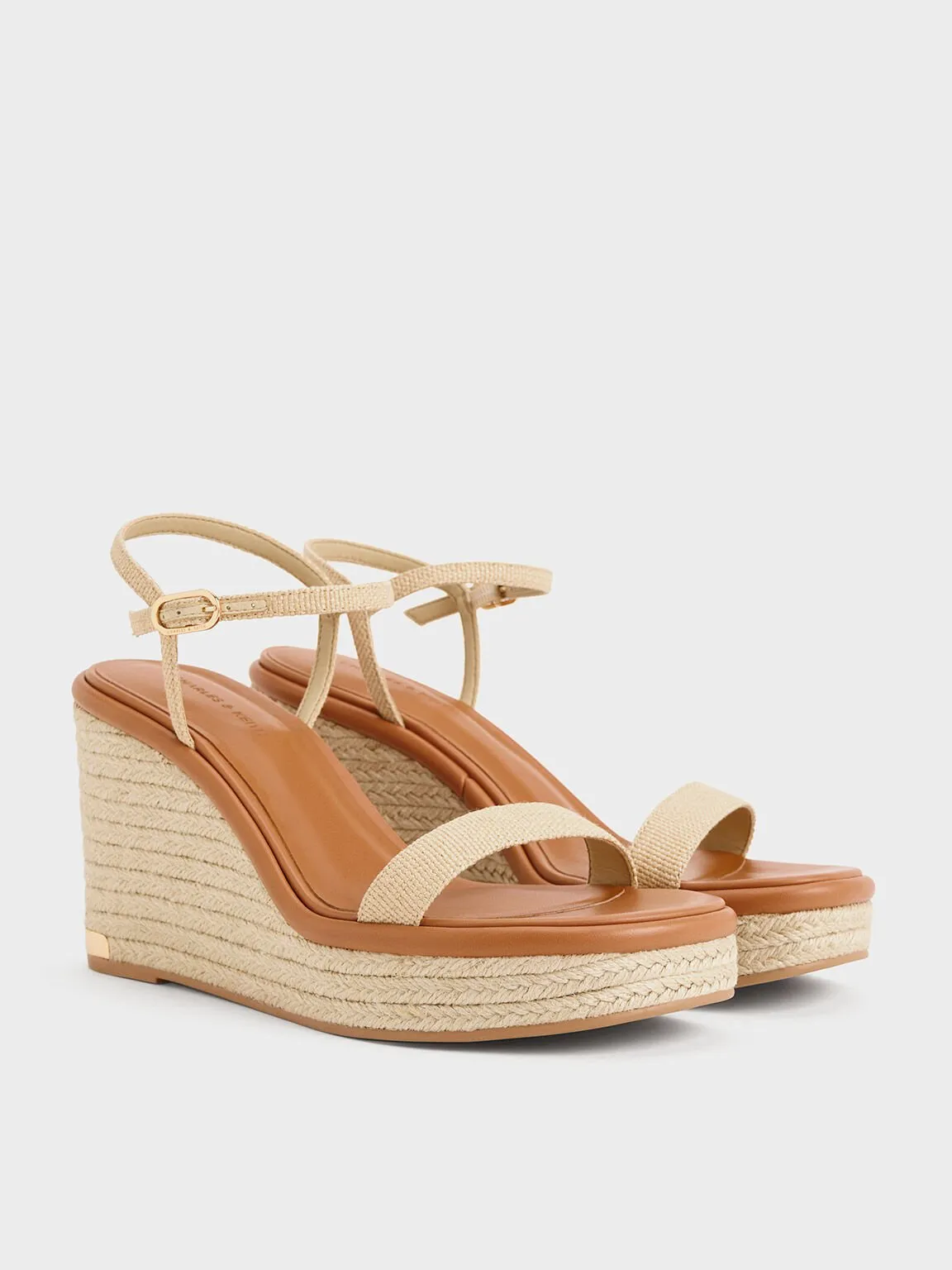 Woven Espadrille Wedges - Sand