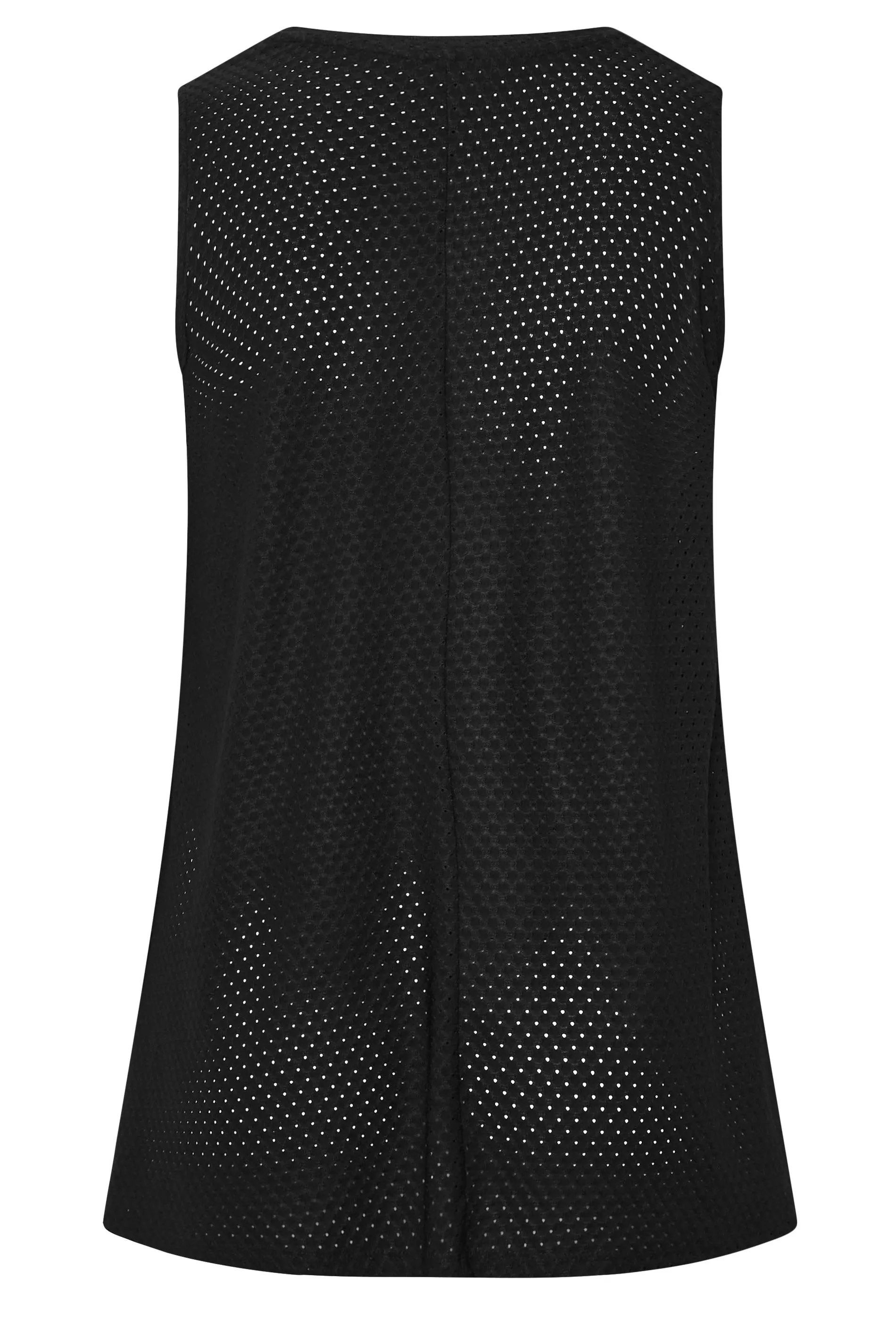 YOURS Curve Black Textured Pointelle Pleat Vest Top