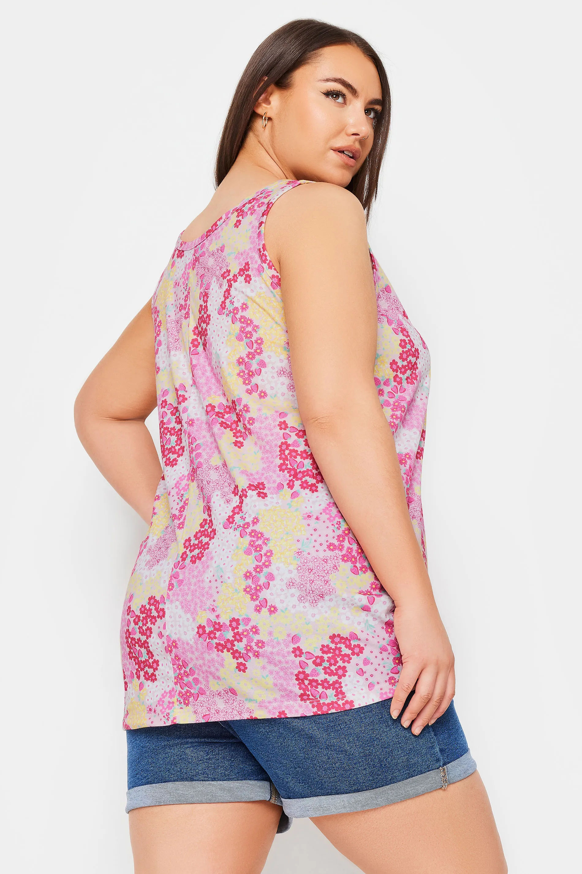 YOURS Curve Pink Floral Print Vest Top