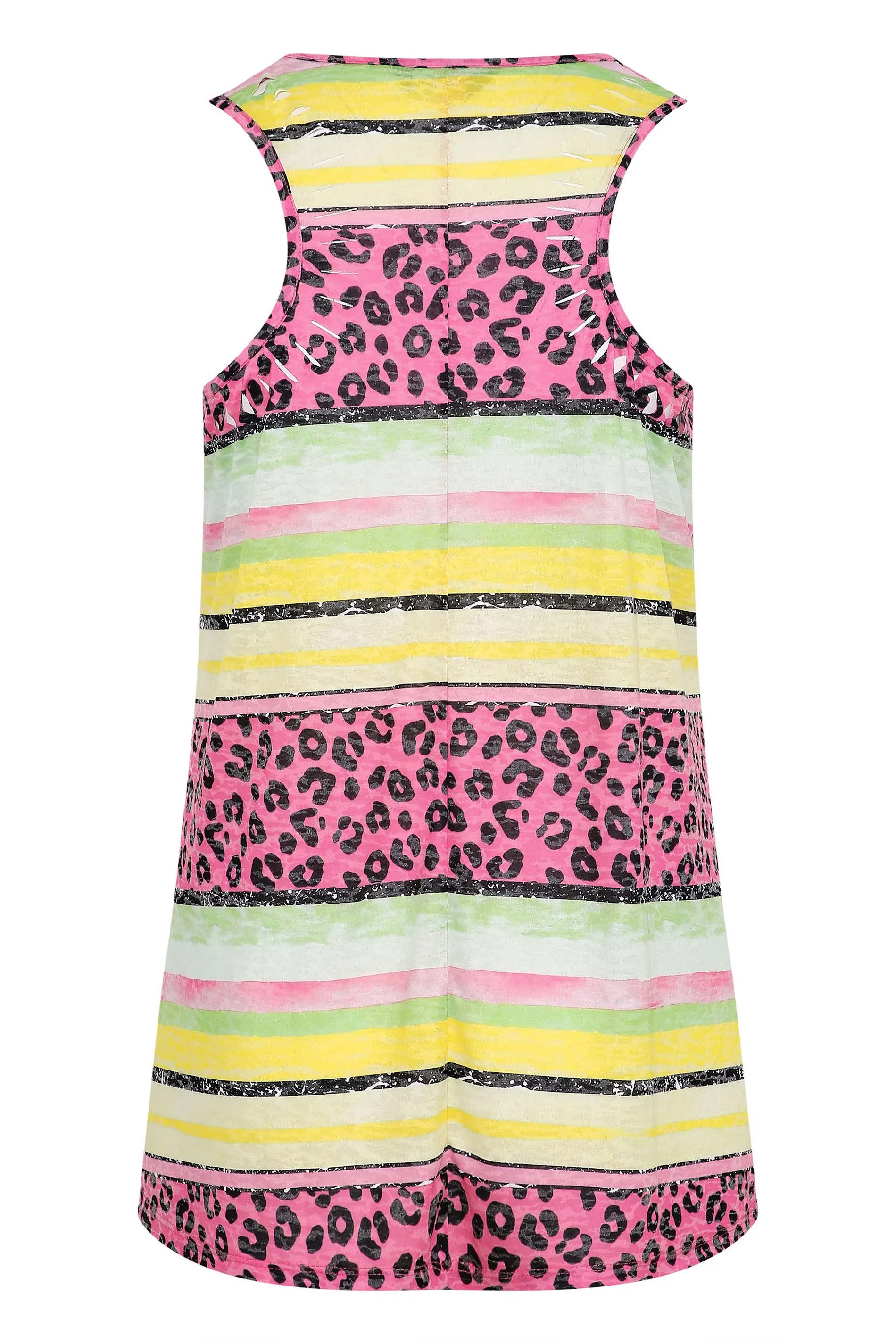 YOURS Curve Pink Leopard Print Stripe Vest Top