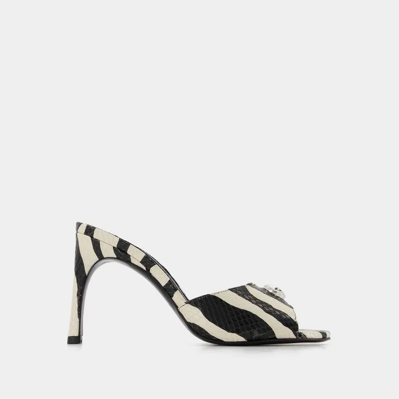 Zebra Print Logo Mules - Coperni - Black/White - Leather