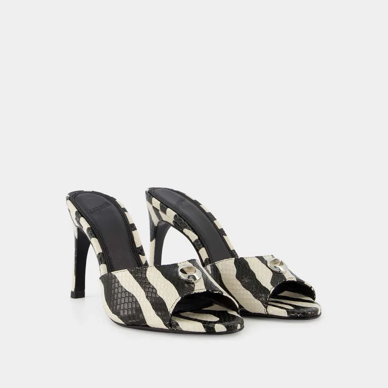 Zebra Print Logo Mules - Coperni - Black/White - Leather