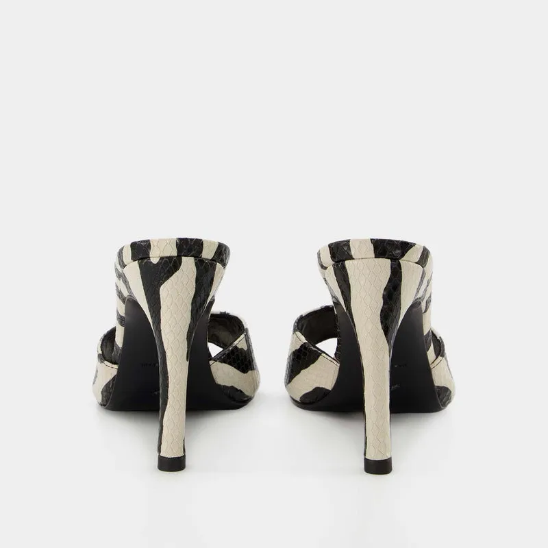 Zebra Print Logo Mules - Coperni - Black/White - Leather