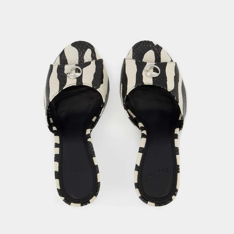 Zebra Print Logo Mules - Coperni - Black/White - Leather